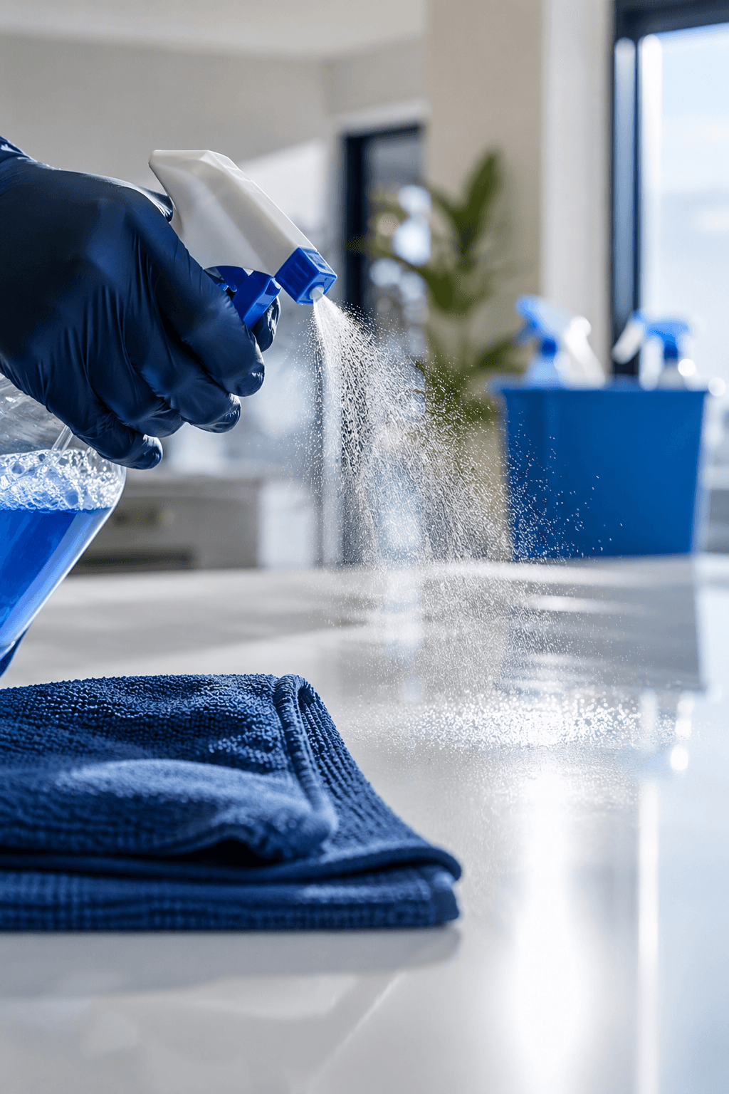 Professionele schoonmaak met desinfecterende reiniging van oppervlakken door TurboClean